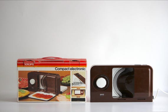 Vintage Krups Variotronic Gemüseschneidemaschine mit Originalverpackung – 1970er Jahre. Hergestellt in Deutschland | EU-Stecker