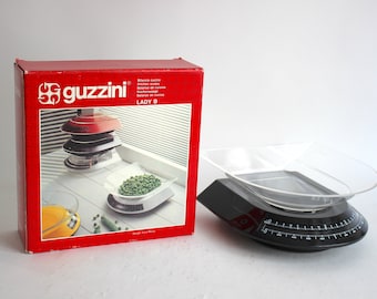 Guzzini Lady B kitchen scale. Memphis style. Fury Minuti. Italy 1980s.