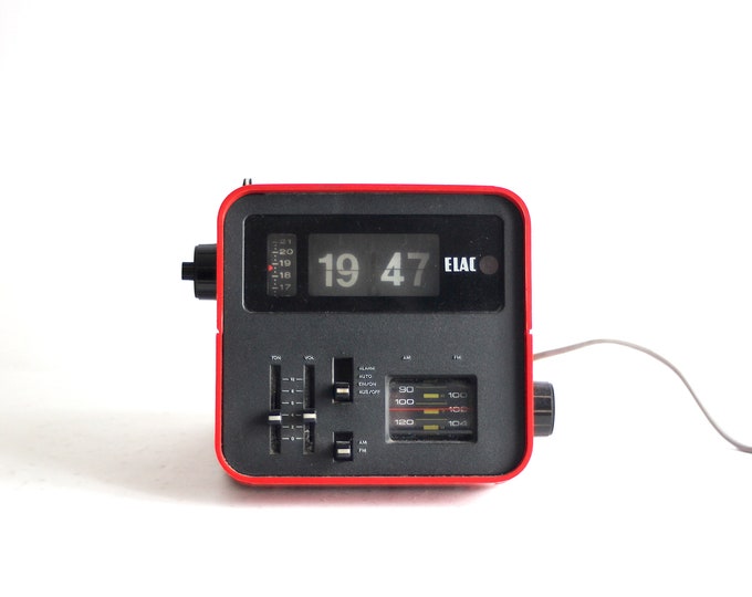 ELAC RD 100, Flip Alarm Clock Radio, With Folding Numbers. Red Colour ...