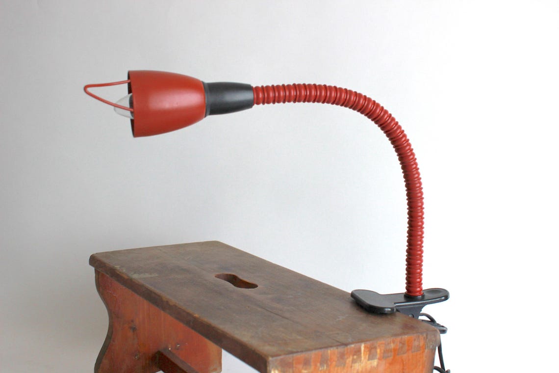 Red IKEA K9701 clamp lamp – vintage 80s desk light with flexible neck | EU Plug, foto 1 di 4