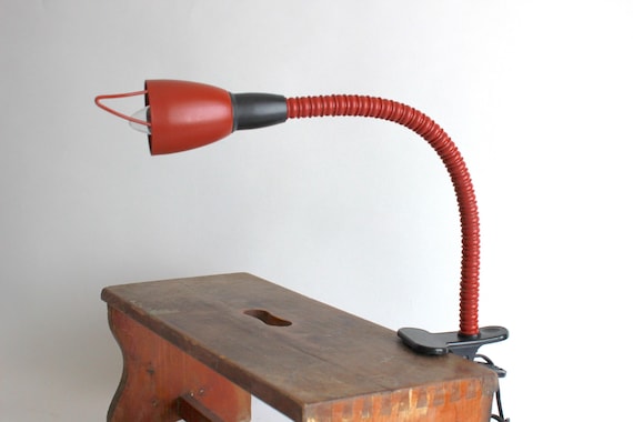 Red IKEA K9701 clamp lamp – vintage 80s desk light with flexible neck | EU Plug