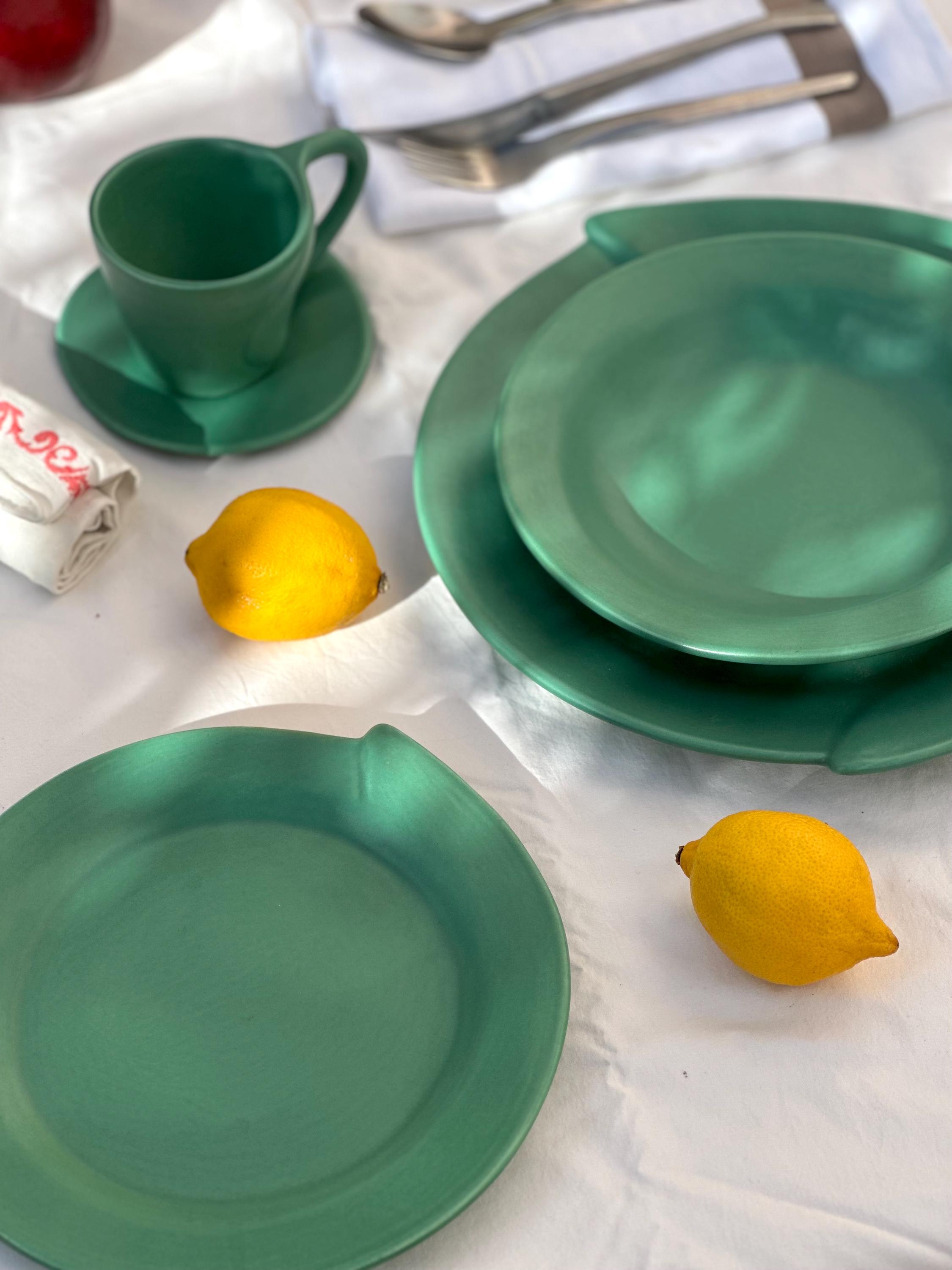 Julie Sanders “cyclamen” Dinnerware Set – Matte Green Ceramic, 20