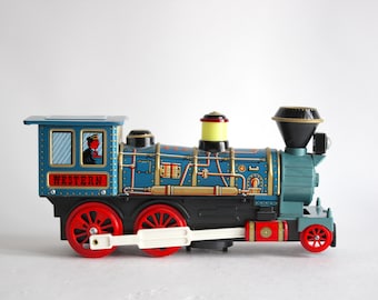 Vintage Tin Toy Train - Western Locomotive. Modern Toys. Japan 1960s