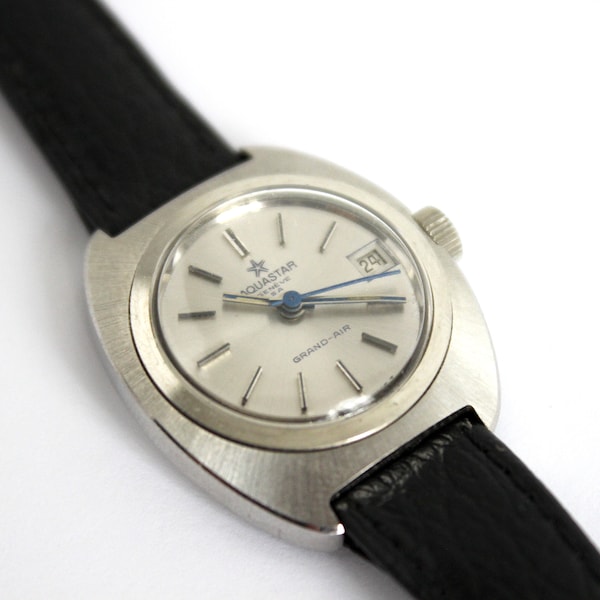Vintage Automatic Aquastar Grand-Air Geneve Watch - Swiss Made, New Old Stock, Stainless Steel Case