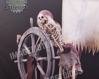 Spooky Ghost pirate helmsman with wind, motion, lights and sound