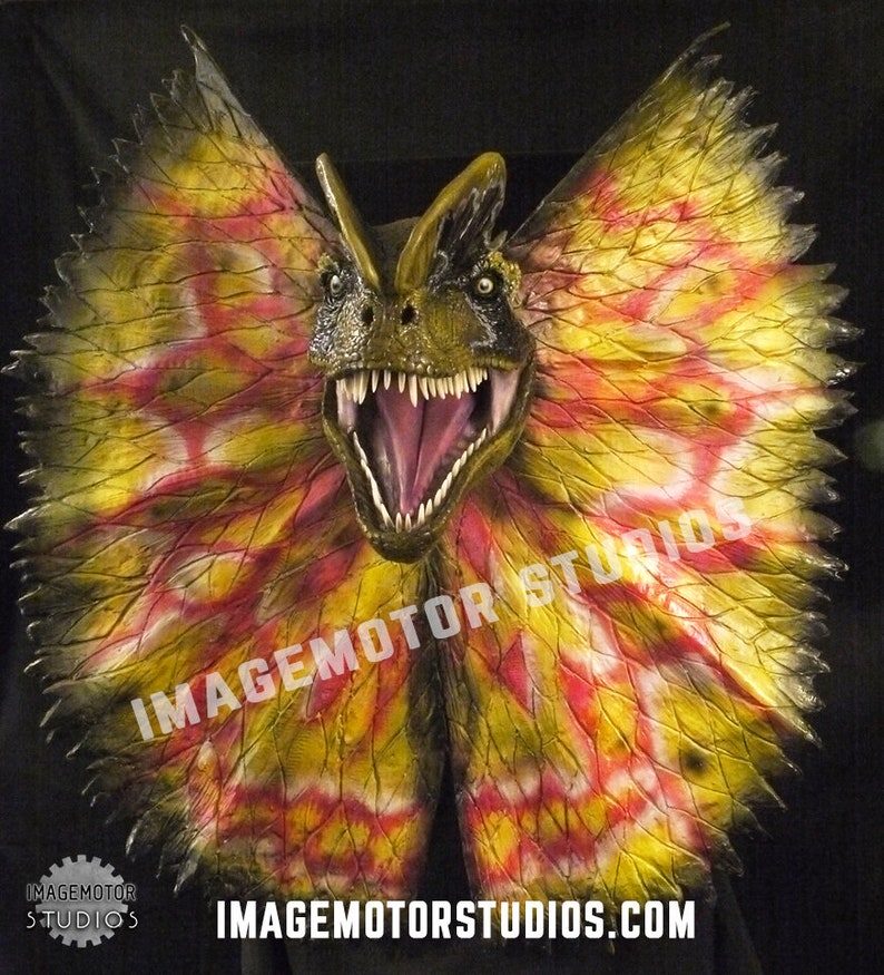 Life size Dilophosaurus spitter dinosaur head prop replica image 6