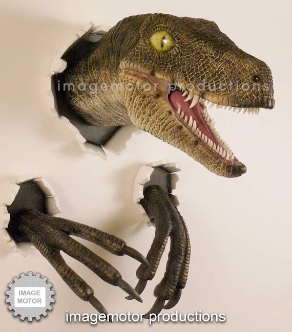 Wall Bursting Velociraptor With Claws Prop Replica Set - New