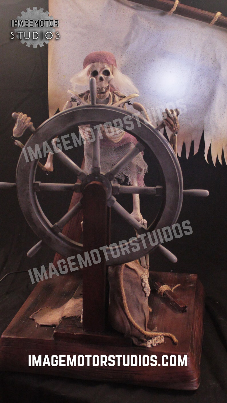 Spooky Ghost pirate helmsman with wind, motion, lights and sound image 4