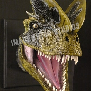 Life size Dilophosaurus spitter dinosaur head prop replica image 3
