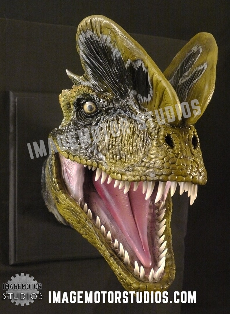 Life size Dilophosaurus spitter dinosaur head prop replica image 3