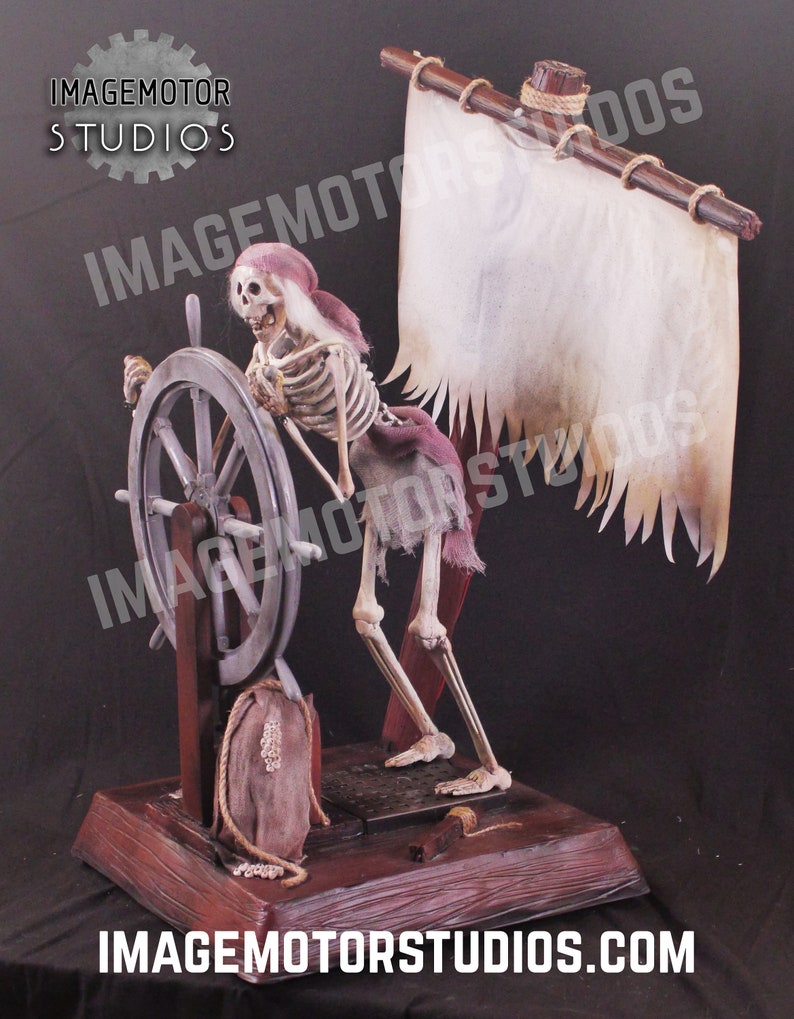 Spooky Ghost pirate helmsman with wind, motion, lights and sound image 2