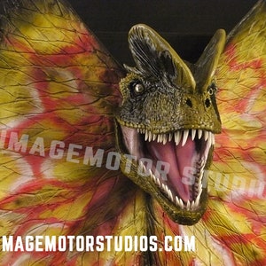 Life size Dilophosaurus spitter dinosaur head prop replica image 9