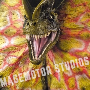 Life size Dilophosaurus spitter dinosaur head prop replica image 7