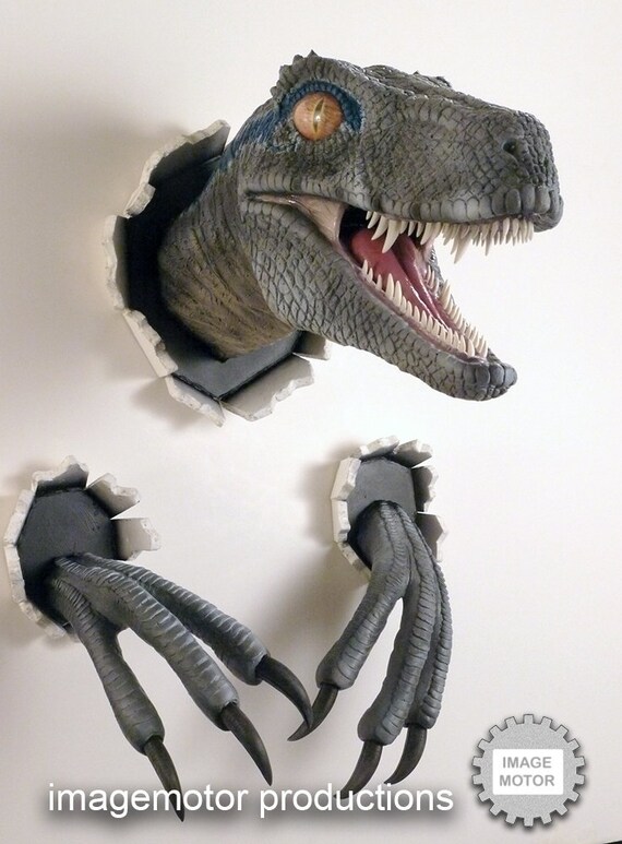 Wall Bursting Blue Velociraptor Prop Replica New Version Etsy Wall Bursting Blue Velociraptor Prop Replica New Version Etsy