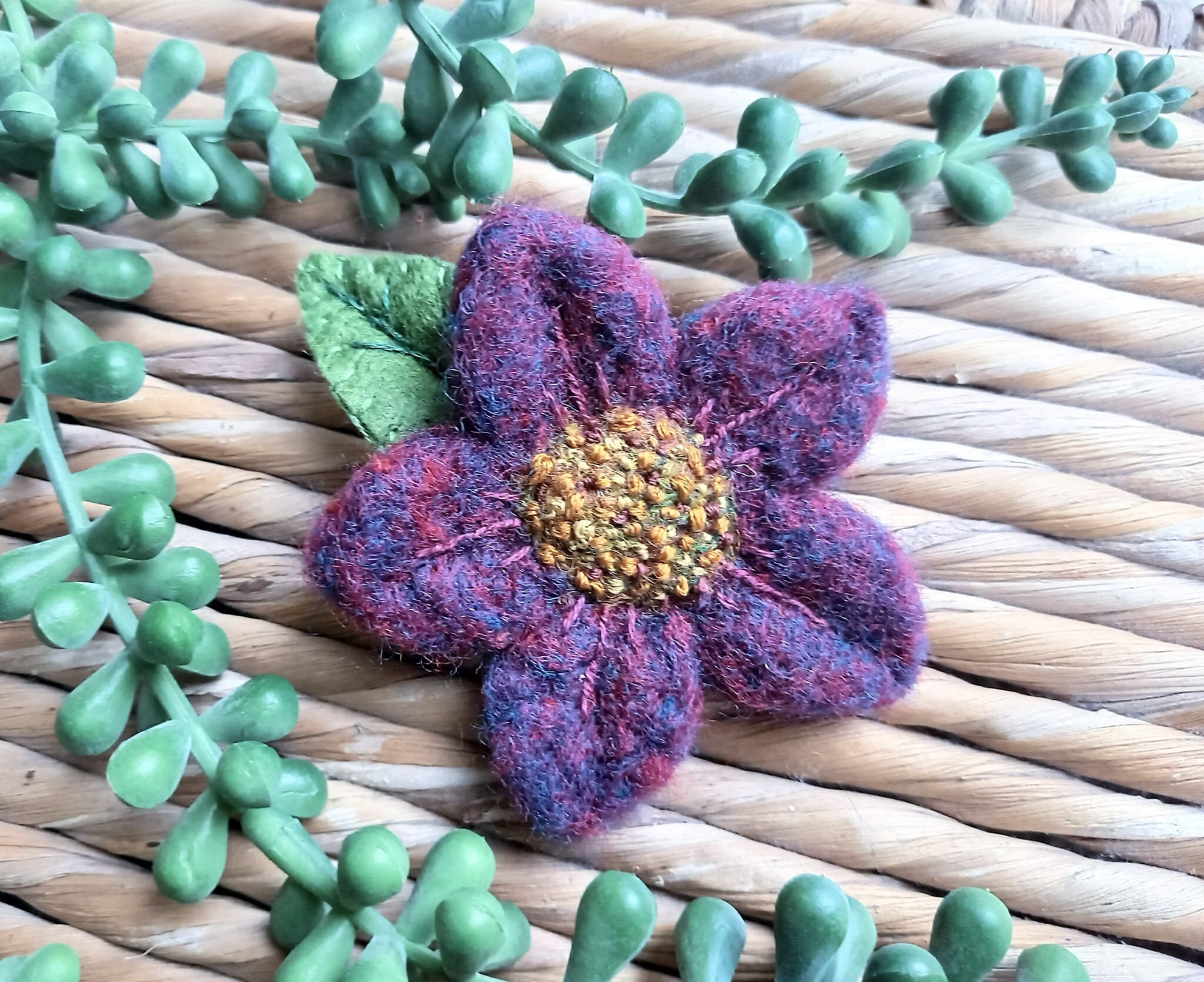 Needle felted flower on sale brooch