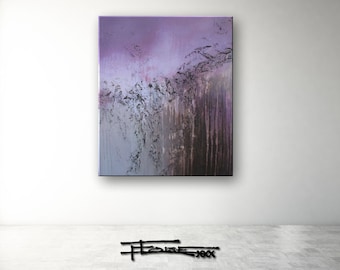 Purple canvas wall art, Amethyst Textured Painting, Abstract Modern Art, Limited Edition Giclee