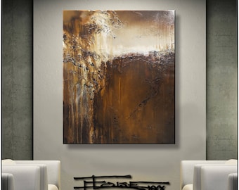 Rich shades of browns and neutrals painting, Textured Canvas Wall art, Ready to Hang, Eloise World