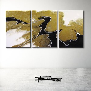 Extra Large Resin Painting, Black and Gold Glitter Artwork, Ready to Hang, Modern Canvas Wall Art, 60 x 30 inch