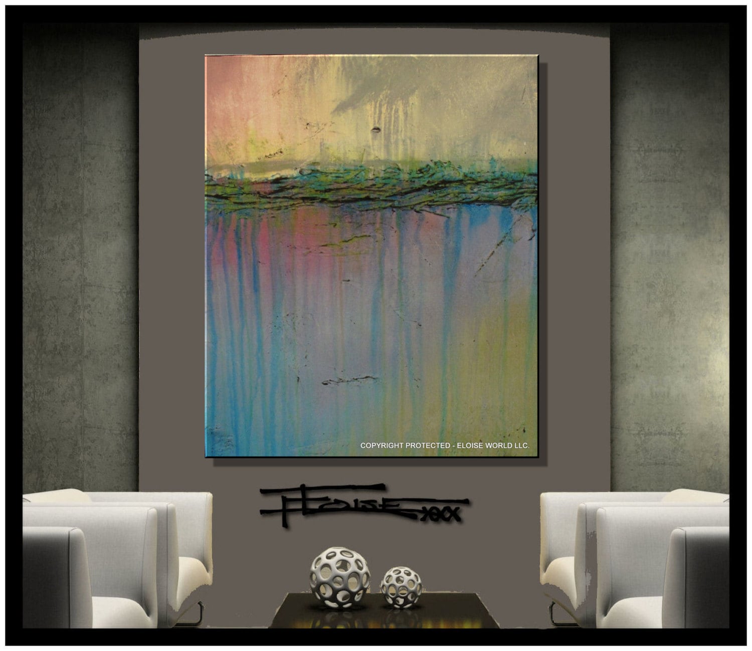 Modern Abstract Canvas Painting Wall Art 48 x 36 x 1.5 Etsy