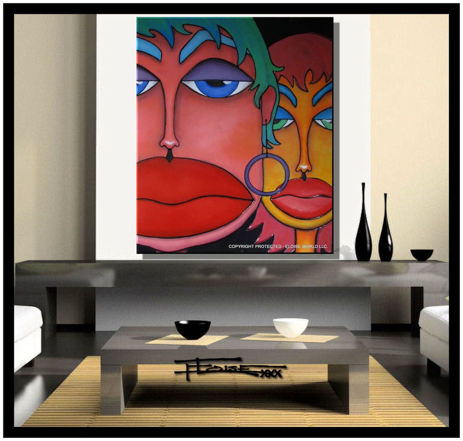Modern Abstract Canvas Wall Art 36 X 30 X 1.5 Ready to - Etsy