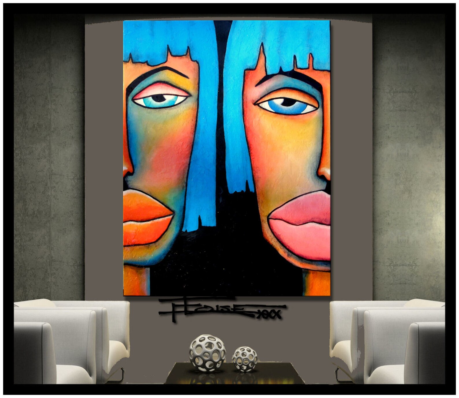 Modern Abstract Canvas Painting Wall Art 48 X 36 X 1.5 Etsy