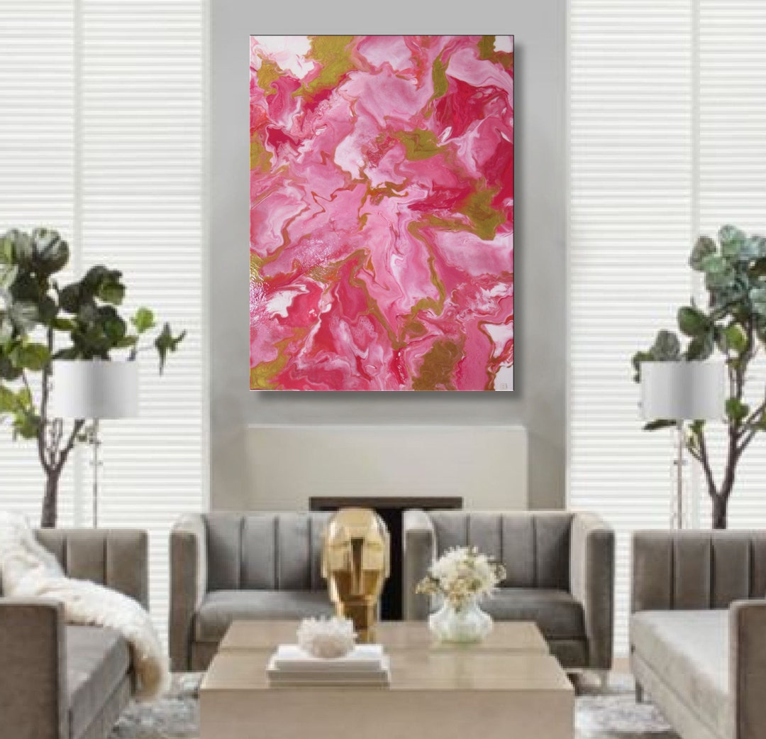 Pink and Gold Modern Art, Resin Painting, Original Abstract Wall Art ...