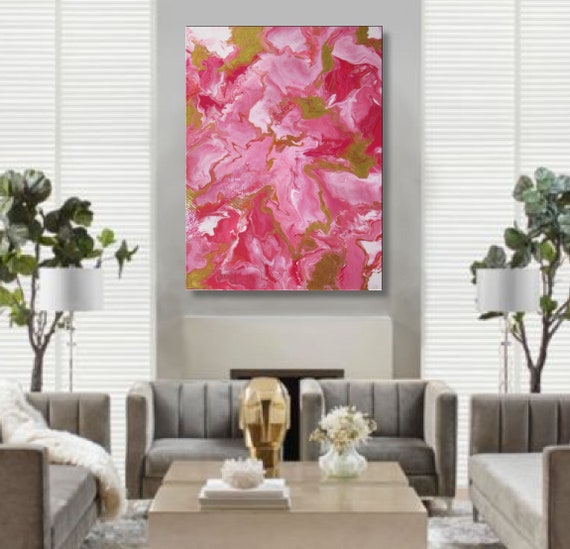 Pink and Gold Modern Art Resin Painting Original Abstract - Etsy