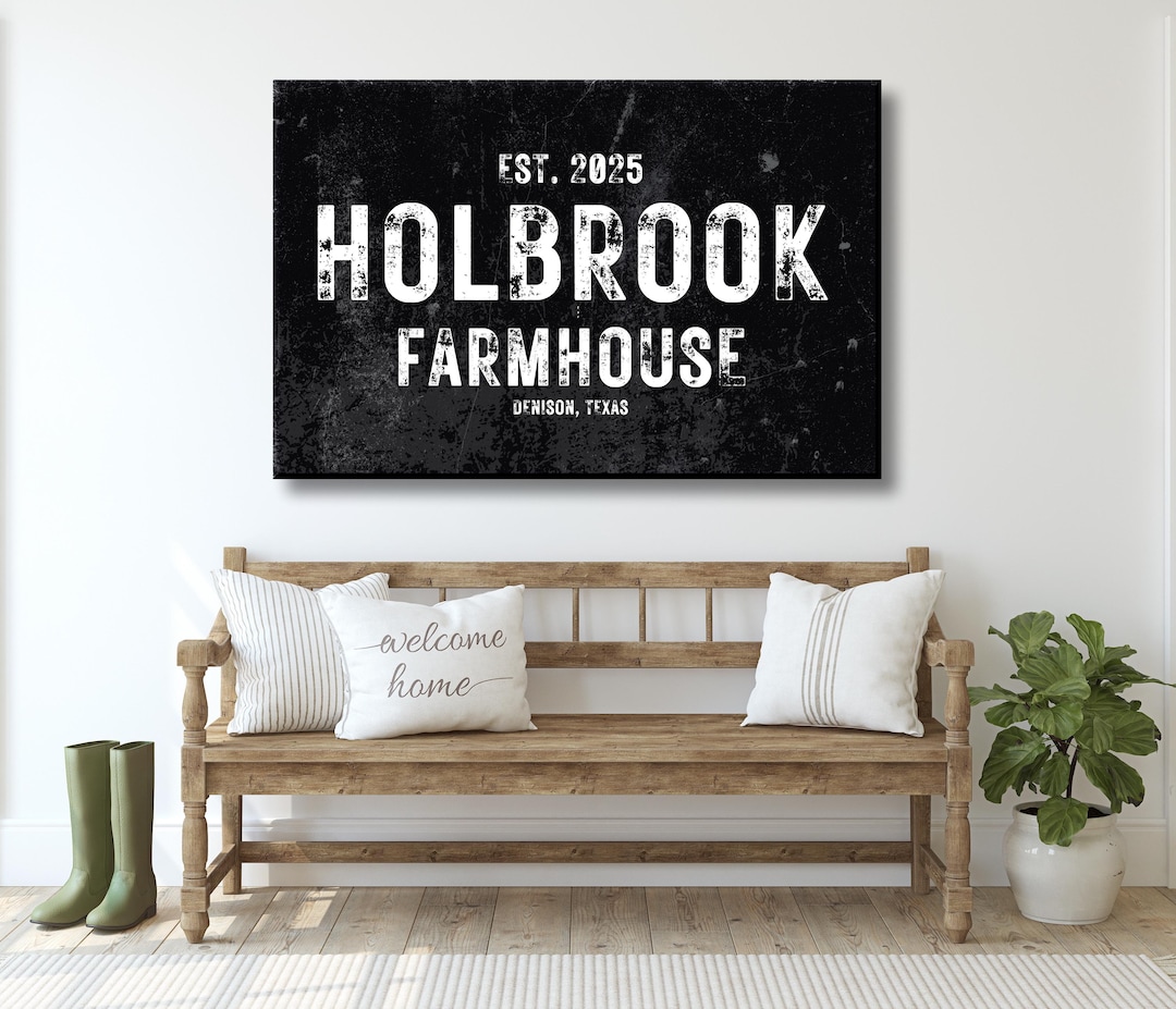 Custom Farmhouse Sign, Framed Canvas Wall Artwork, Personalized Sign ...