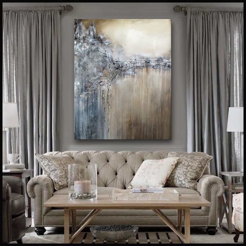 Modern Canvas Wall Art Ready to Hang Textured Limited Etsy