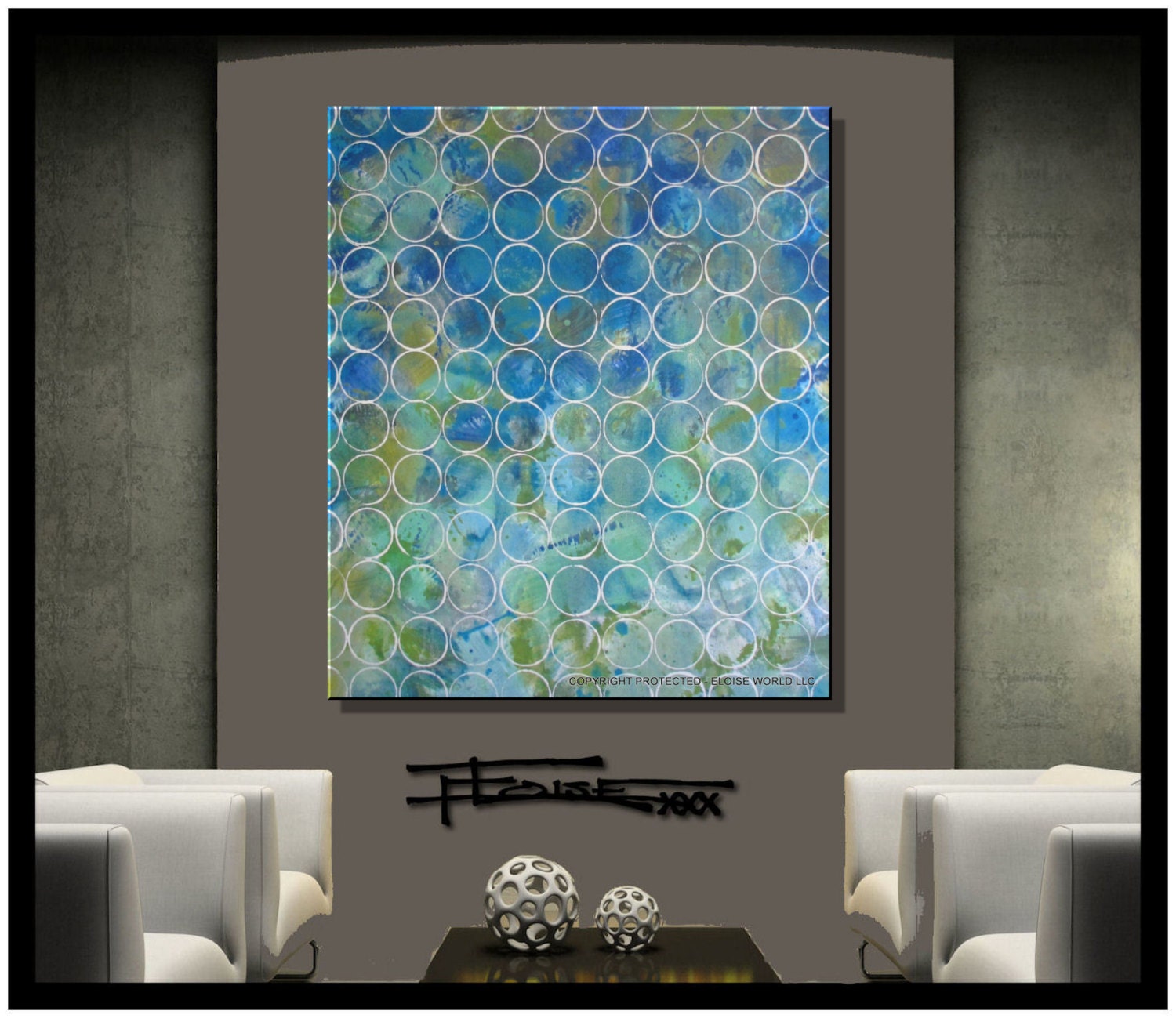 Framed ABSTRACT PAINTING MODERN CANVAS WALL ART Large Signed US  ELOISExxx 