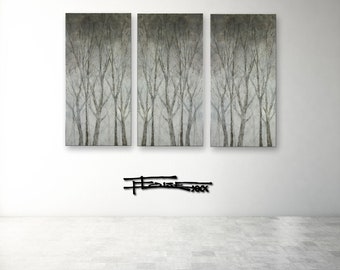 3 Piece Painting, Extra Large Wall Art, Modern, Textured, Tree Art