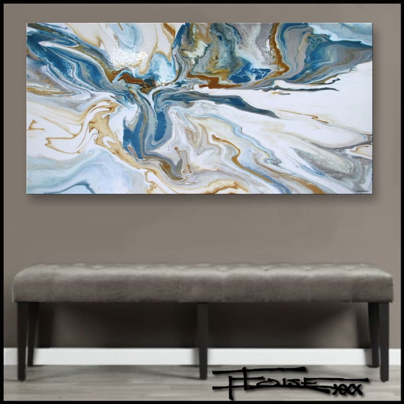 High Gloss Resin Painting Modern Canvas Wall Art Shades of Etsy