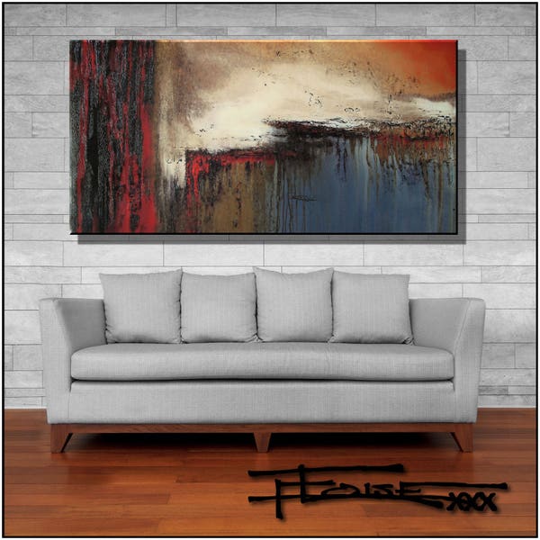 Abstract Canvas Painting, Modern Wall Art,  HUGE  60 X 30 inch,  Ready to Hang