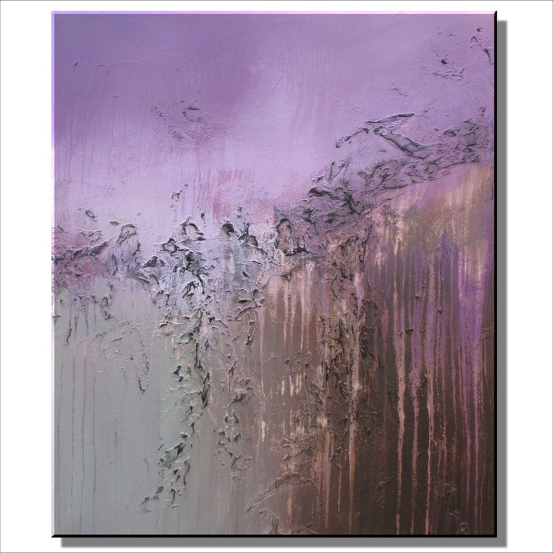 Purple canvas wall art Amethyst Textured Painting Abstract Etsy