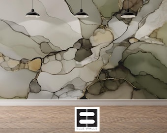 Green Earth Abstract Wallpaper-Mural Peel & Stick or Non-Woven