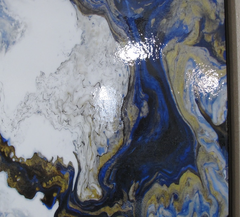 Large Abstract Painting High Gloss Resin Coated Modern Etsy