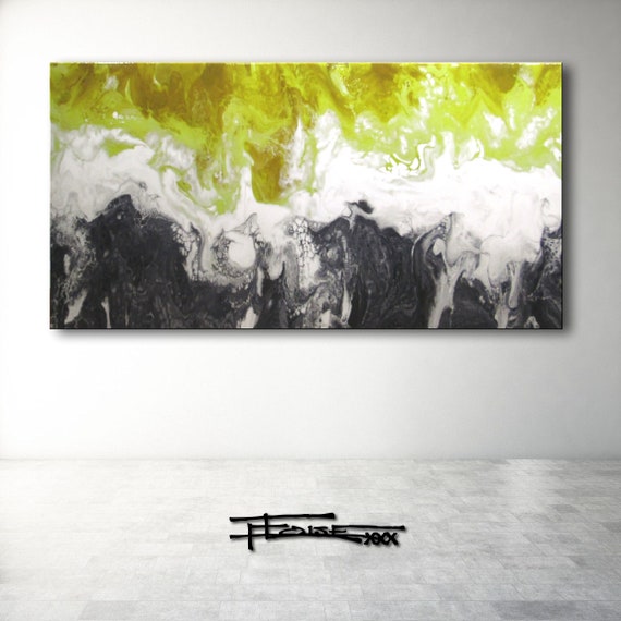 Resin Painting, Yellow and Gray, High Gloss Modern Art ELOISE  display picture 1