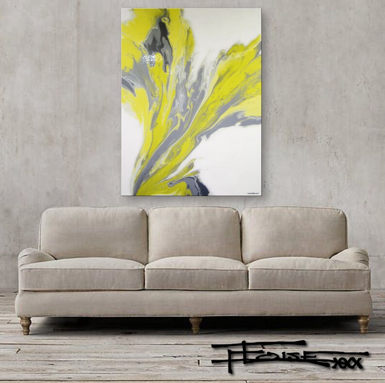 High Gloss Resin Painting Modern Canvas Wall Art 48 X 36 Etsy