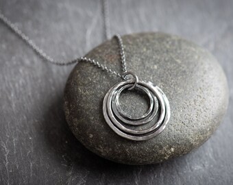 Layered Circles Oxidised Sterling Silver Silver Necklace