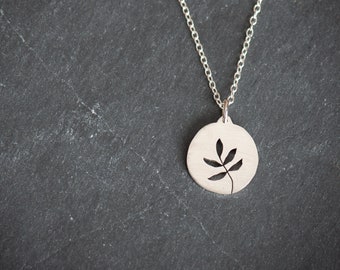 Sterling Silver Hand Sawn Fern Leaves Necklace