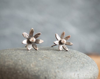 Handmade Eco Sterling Silver Flower Earrings