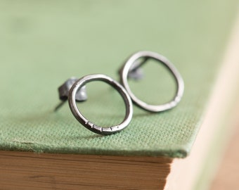 Freehand Circle Earrings, Handmade from Sterling Silver