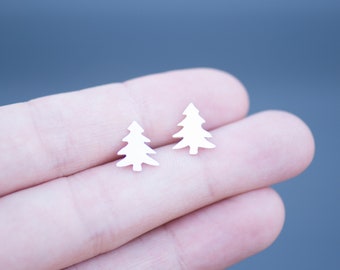 Pine Tree Earring Studs Handmade from Sterling Silver