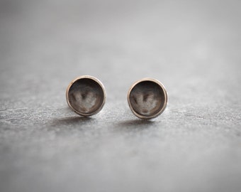 Oxidised Eco Silver Dish Stud Earrings