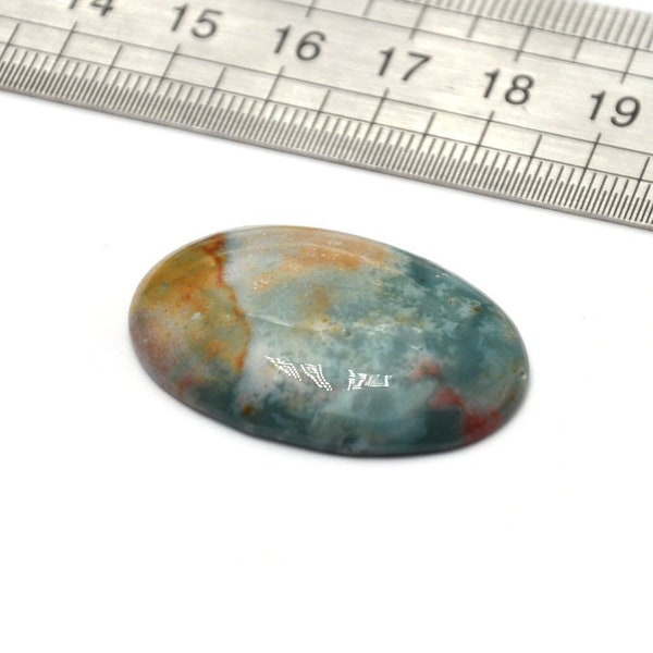 Cabochon héliotrope/pierre de sang 36 x 24 x 6 mm Jaspe naturel/hématite, forme ovale non percée, cabochon N.34G