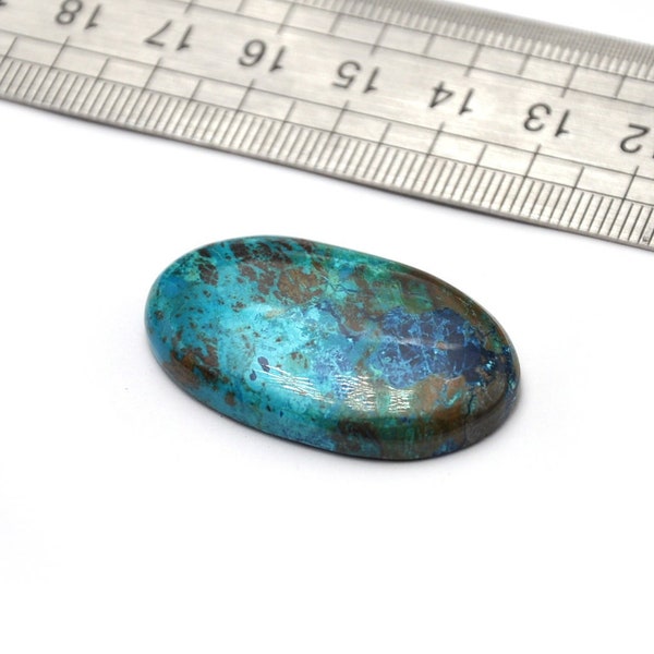 Azurite Chrysocolla Cabochon 37mmX22mmX6mm Azurite naturelle Forme ovale Profond et Bleu Turquoise Pierre Fine Minérale N.93H