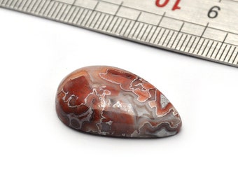 Crazy Lace Agate Stone Cabochon 28mmX17mmX7mm Natural/Genuine White Red Pink Drop Shape Stone Undrilled Cab  N.264F