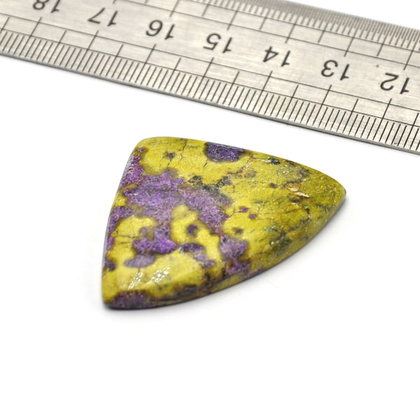 Cabochon d'atlantite (stichtite dans de la serpentine) 42 mm x 31 mm x 5 mm Naturel/vert véritable pourpre, minéral pierre fine non percée, cabochon en forme de goutte N.494H