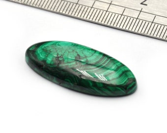 Cabochon en malachite, 37 mm X 15 mm X 6 mm, pierre naturelle véritable vert foncé, minérale, forme ovale, cabine N.619H