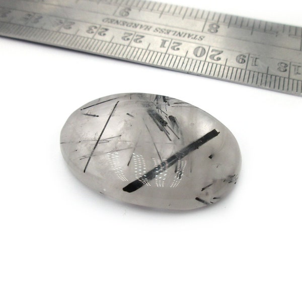 Cabochon ovale en tourmaline noire en quartz 36 mm x 25 mm x 7 mm, pierre naturelle translucide, pierre fine minérale N.136F